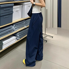 2025美式工装裤女夏季新款高腰宽松直筒小个子休闲运动冰丝阔腿裤