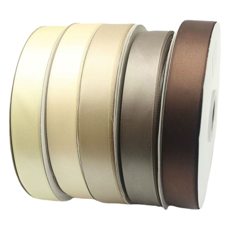 Cinta al por mayor 2,5 cm cinta de poliéster marrón cinta de la flor cinta de embalaje de regalo cinta floral para hornear