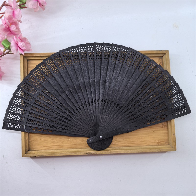 Ventilador de madera de mujer ventilador de madera plegable hueco ventilador de boda clásico ventilador de madera mujer puede hacer LOGO