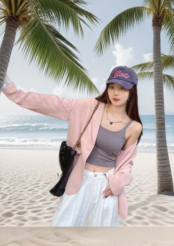 ルースと同じスタイルのダブルショルダーストラップキャミソール胸パッド女性の夏の美しい背中と一体型ブラジャーノースリーブトップロングスタイル|undefined