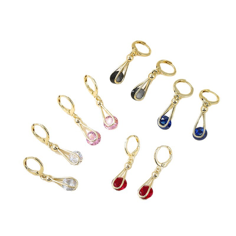 Xiyin nuevo transfronterizo goteo de lluvia zircon medio y largo único ligero de lujo simple pendientes de zircon estilo europeo y americano pendientes de orejas