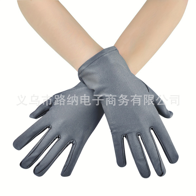 21氨纶手套夏季防晒舞会装饰透气服装拍摄写真道具简约短款手套|undefined