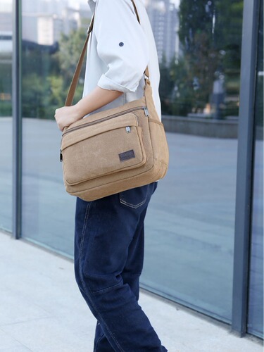 New Cross-border Convenient Canvas Men's Single Shoulder Diagonal Cross-Body Bag, Multiple Functional Labor Protection Tool Style Travel Bag