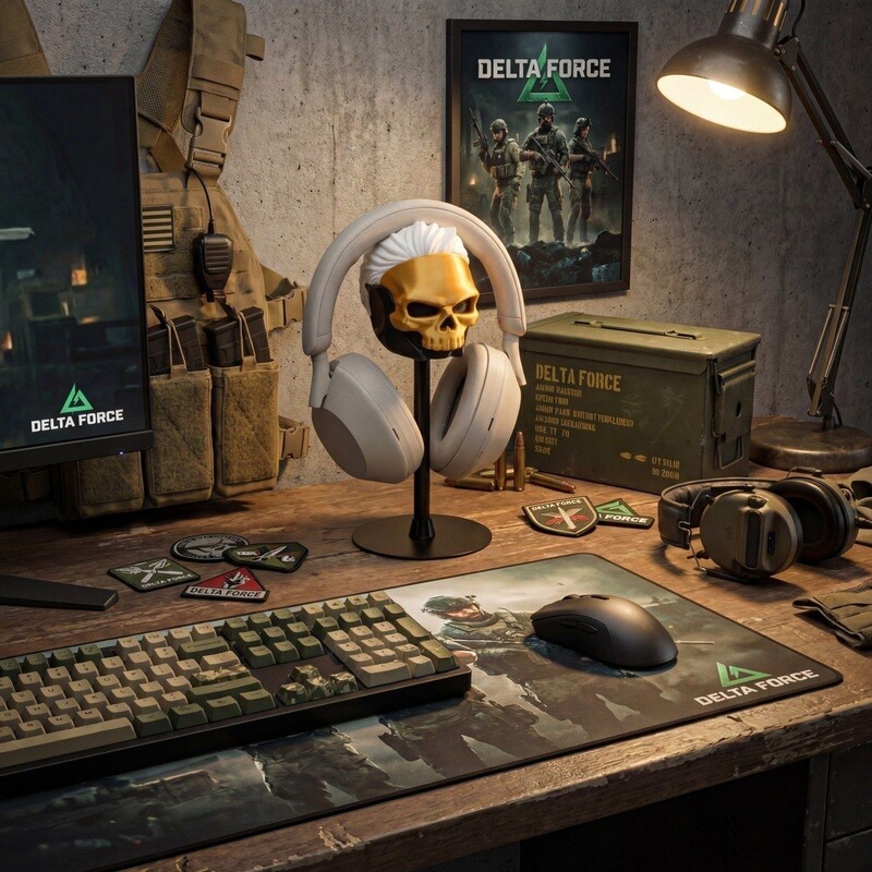 Decorative Hanging Headset Integrated with Earphones, Dustproof Aluminum Alloy Rod, Computer Desktop Gaming Stand