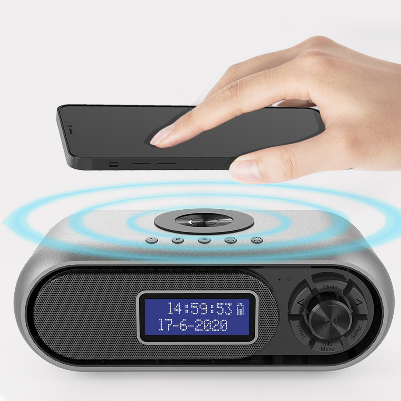 2023 nuevo cargador inalámbrico altavoz Bluetooth para el hogar DAB reloj de radio digital Reloj despertador de audio Bluetooth