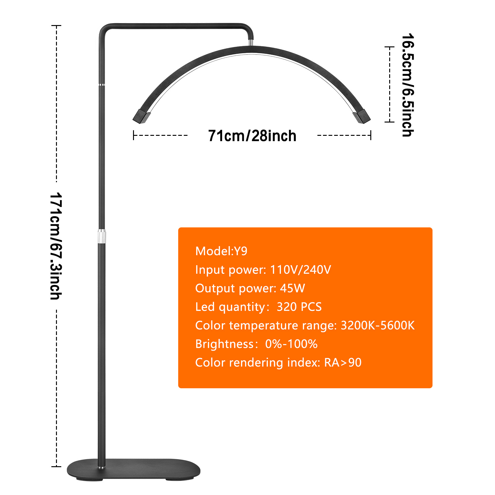 Belleza en forma de U lámpara de relleno de luz lámpara de pie protección para los ojos belleza lámpara de iluminación 45W media luna lámpara de pestañas lámpara de belleza del tatuaje