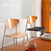 家用轻奢小户型实木餐桌椅北欧复古铁艺餐凳现代简约设计师靠背椅