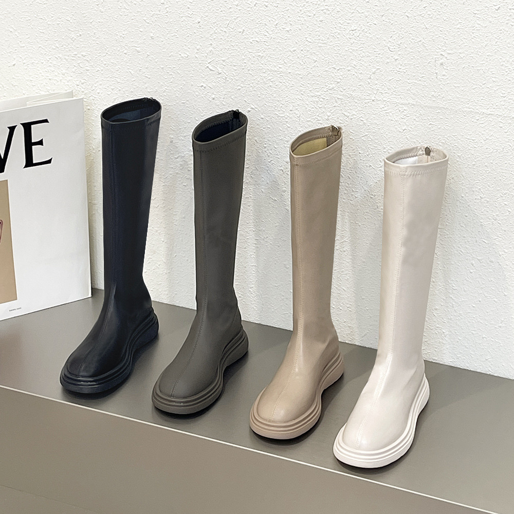 Women's riding boots 2023 new autumn and winter Chelsea boots fleece-lined thick-soled Martin boots high boots