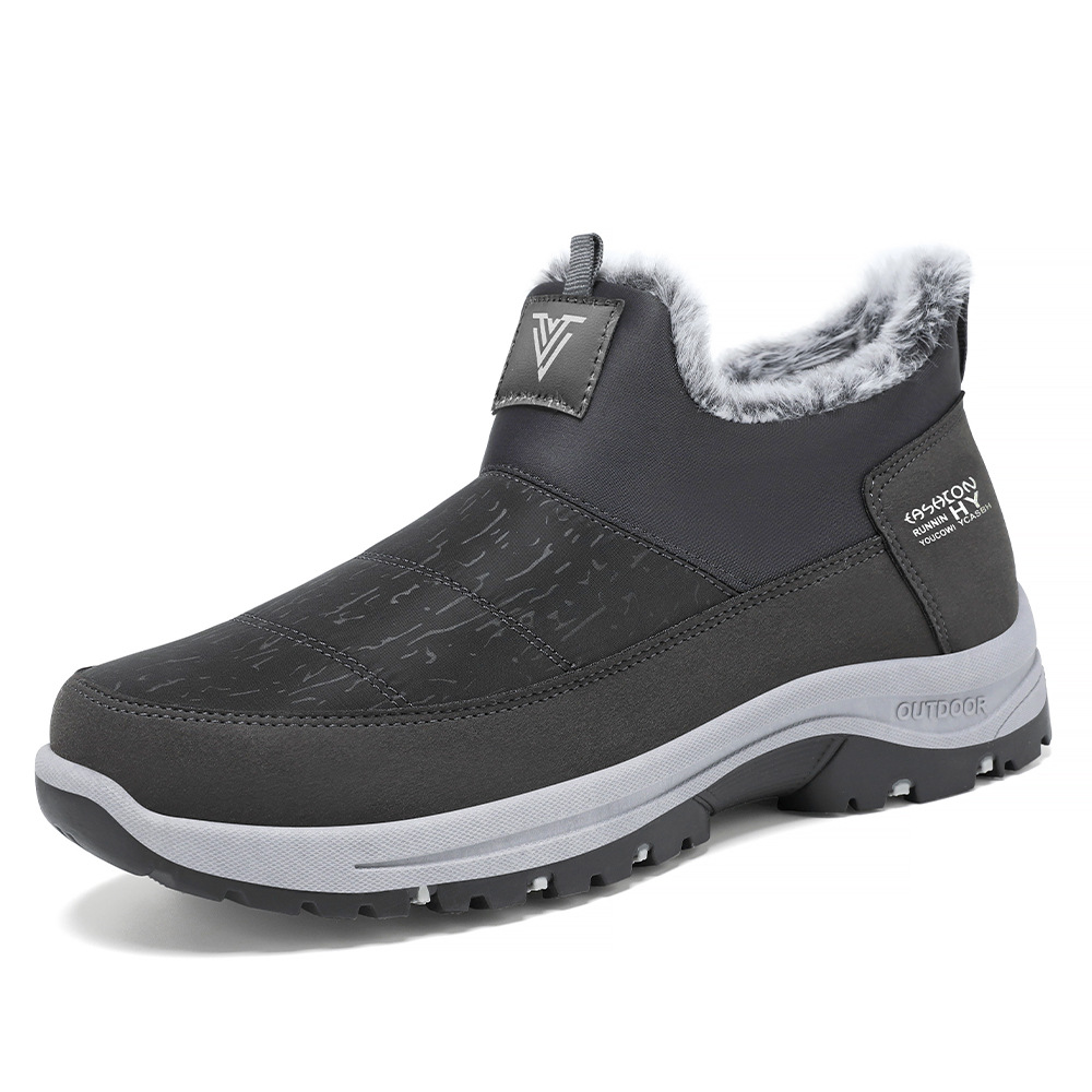 Nuevos zapatos de invierno transfronterizos para caminar con cabello grueso y peluche calentado para hombres zapatos de nieve al aire libre de tamaño grande