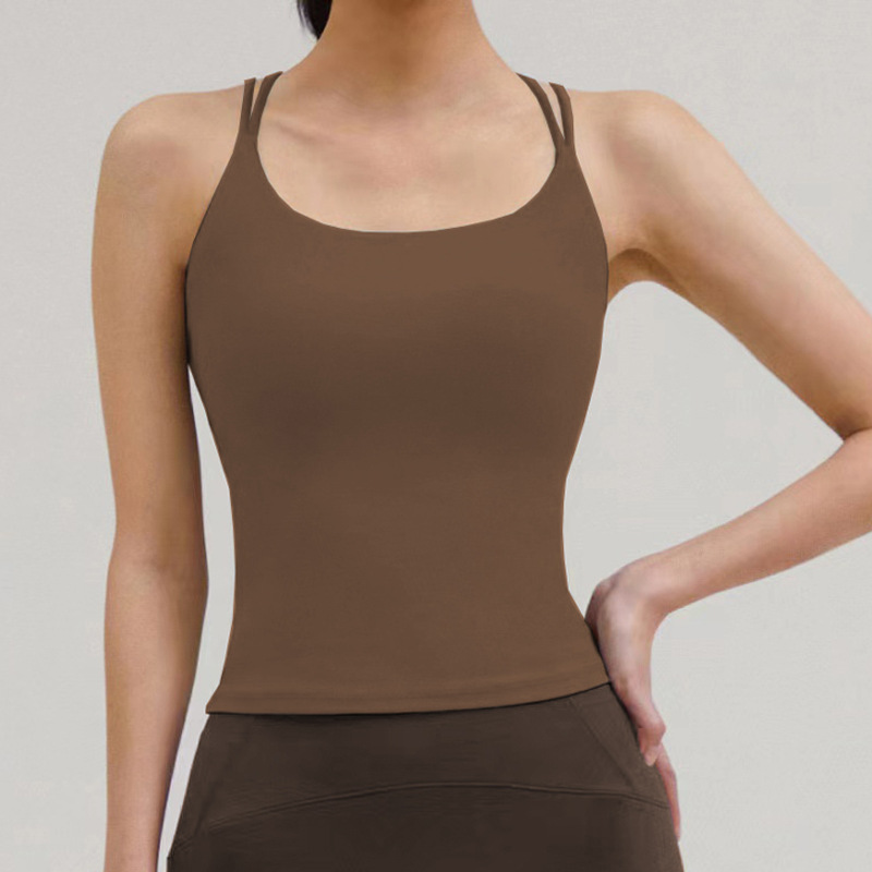 Nuevo chaleco de yoga de espalda deportiva de acondicionamiento físico para mujeres con cojín de pecho envuelto en el pecho correa de hombro a prueba de choques cruzada chaqueta