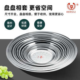 不锈钢圆盘寸盘加厚盘子水果盘葡萄盘托盘圆形现代简约家用专用