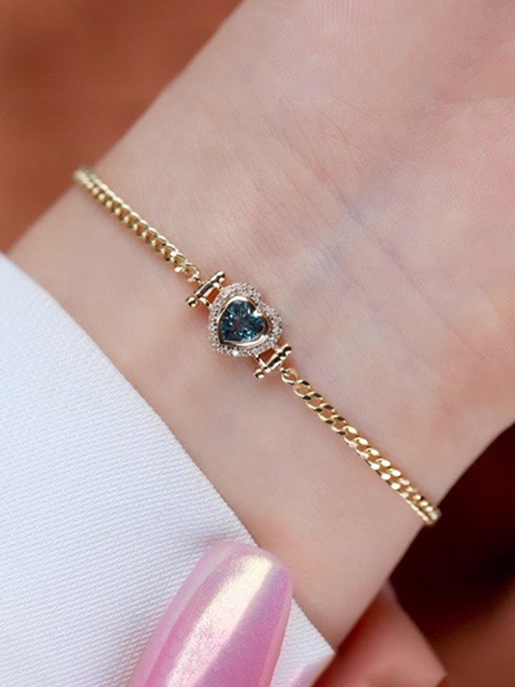 1 Piece 925 Sterling Silver Heart Shape 925 Sterling Silver Cuban Link Chain Curb Chain Bracelets display picture 8