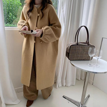 【新款灯笼袖】新中式双面羊毛大衣2025秋冬通勤圆领加厚毛呢子外