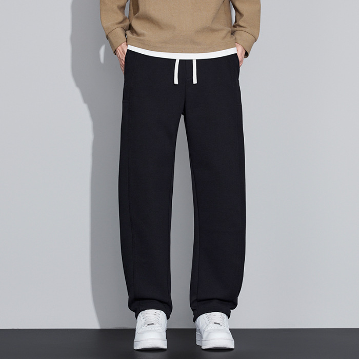 2025 nuevos pantalones de cintura elásticos de cuerda de tracción para hombres de otoño retro americano pantalones casuales sueltos pantalones rectos image 6