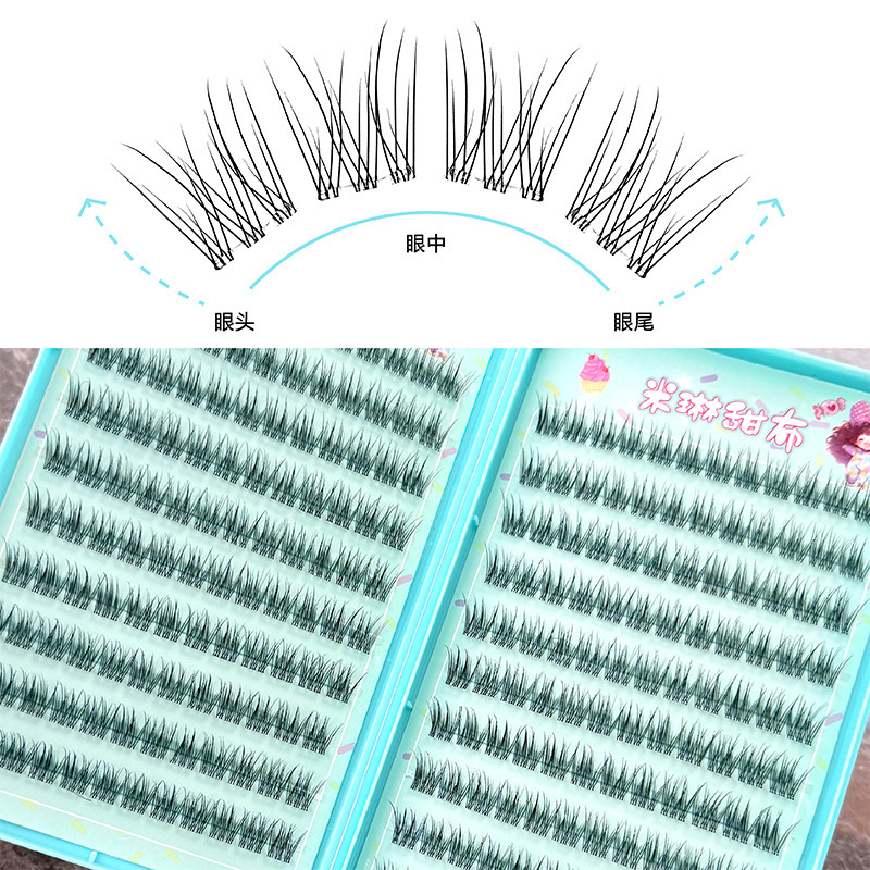 Milin Sweet Cloth 20列の接着剤不使用のフィッシュテール自己粘着デイリーフレンチシングルクラスターまつげ、ナチュラルで怠惰な初心者向けのフォトジェニック|undefined