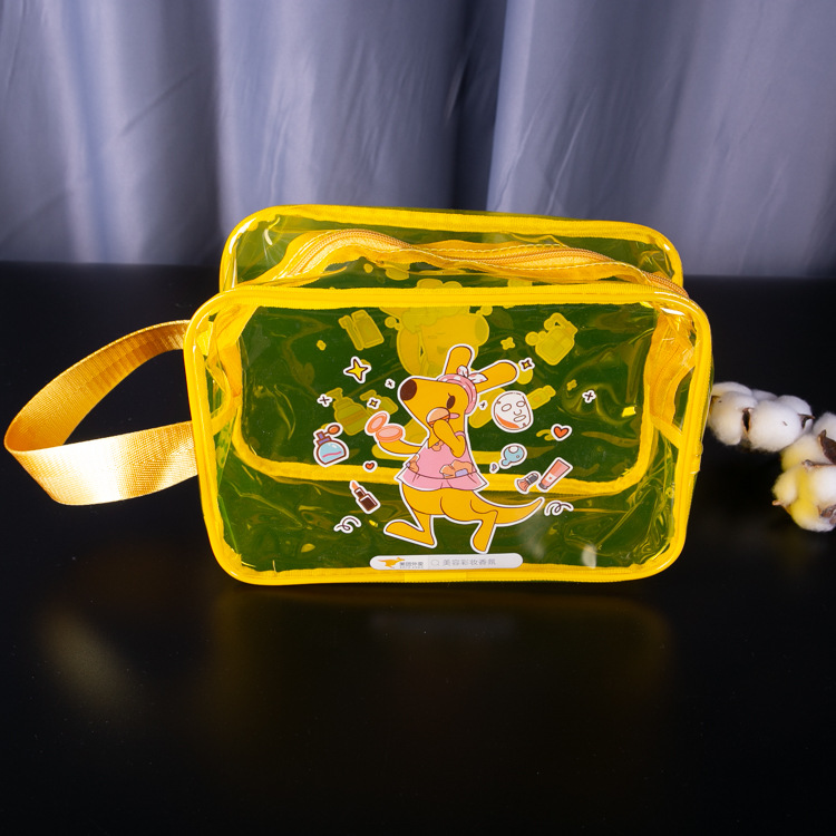 透明PVC手提拉链袋定 制 化妆品印刷塑料手拎袋 手提收纳塑料袋子