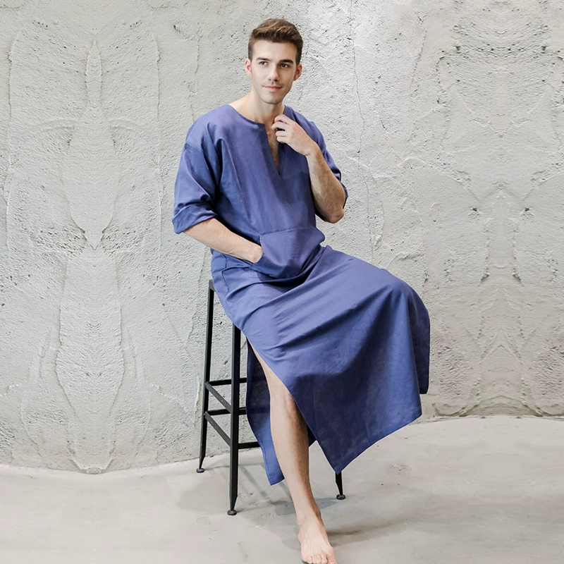 Thin bathrobe, retro pijama, cotton and linen, oversize