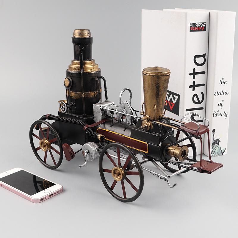 复古蒸汽火车模型创意手工金属工艺品客厅装饰摆件高端收藏装饰品