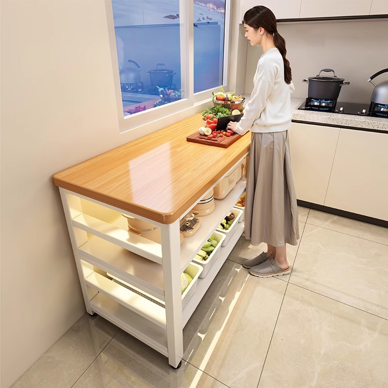 Estante de cocina piso de mesa de trabajo multicapa mesa de corte de verduras doméstica estante de almacenamiento multifuncional de armario estante de almacenamiento de utensilios