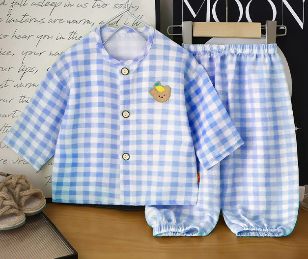 Hombres y niñas nubes algodón conjunto de ropa de casa cardigan de verano dibujos animados pijamas para niños pantalones de primavera y otoño dos piezas