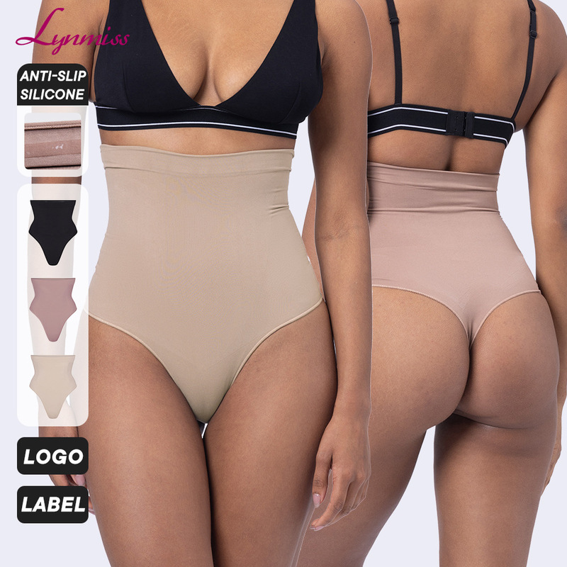 Cross-Border Hot-Selling Skims-Style High-Waisted Tummy Control Seamless Panties, Thong-Shaped High-Elasticity Butt-Lifting Body Shaping Pants