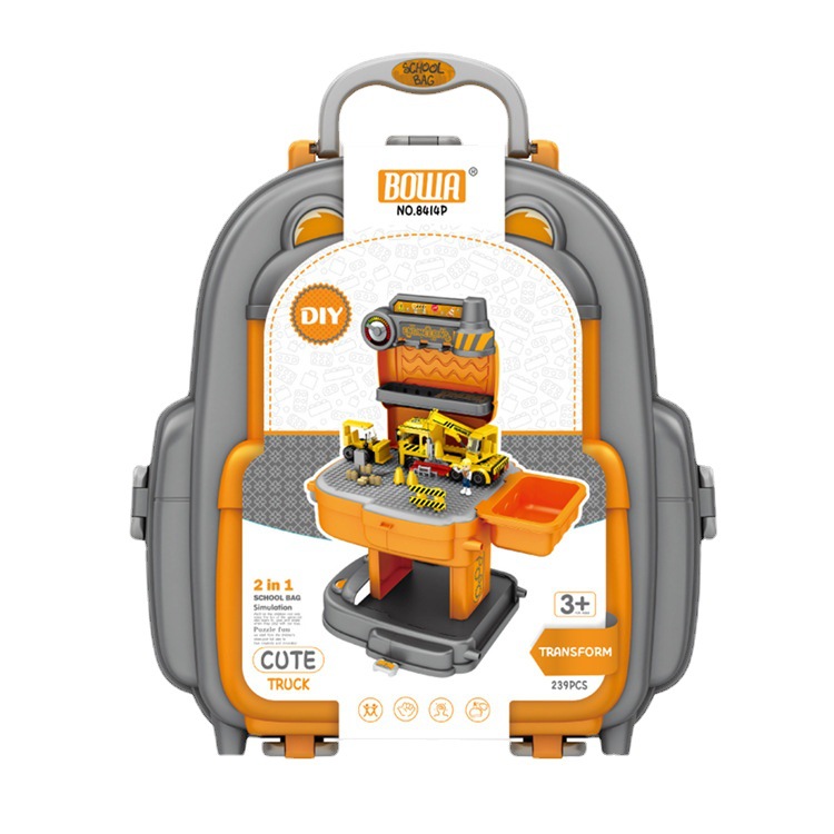 El comercio exterior de los niños DIY bloques de construcción mochila juguete bomberos coche ingeniería animal diapositiva montaje educación temprana bloques de construcción traje
