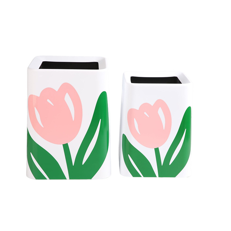 Large Capacity Trash Can, Hand-Painted, Lidless, Double-Layer Thickened Garbage Bin, Kitchen and Bathroom Waste Storage Bin Wholesale