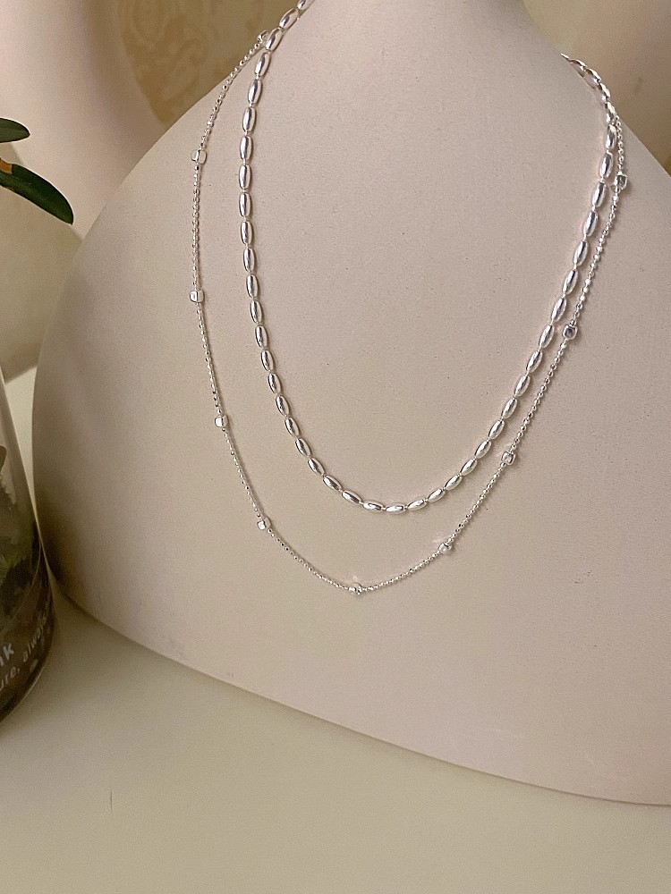 925 Sterling Silver Polishing Geometric Necklace display picture 10