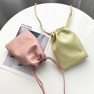 Shoulder bag, one-shoulder bag, small bag, drawstring