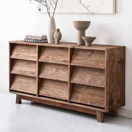 老榆木餐边柜实木中式储物收纳柜靠墙家用餐厅柜复古柜子新中式