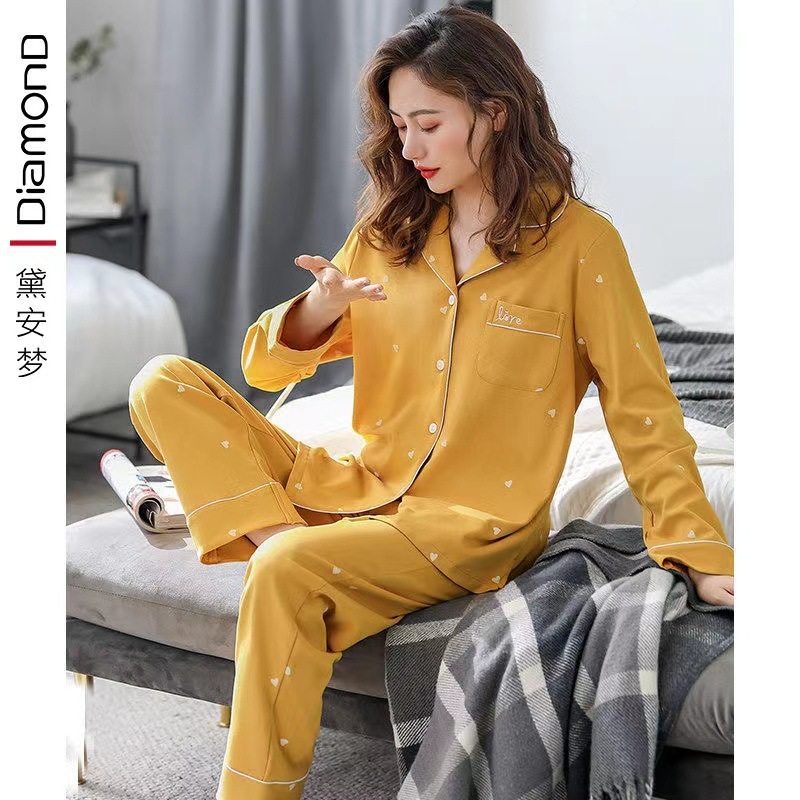 女士纯棉中年妈妈长袖春秋季全棉套装开衫薄款中老年睡衣|undefined