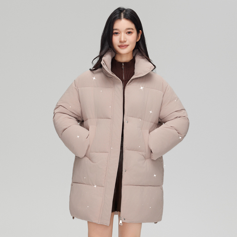 Nuevo abrigo de algodón de plumón de moda de invierno de mujer, abrigo de algodón de cuello grueso, abrigo de algodón de estilo medio y largo, abrigo de algodón de mujer image 7