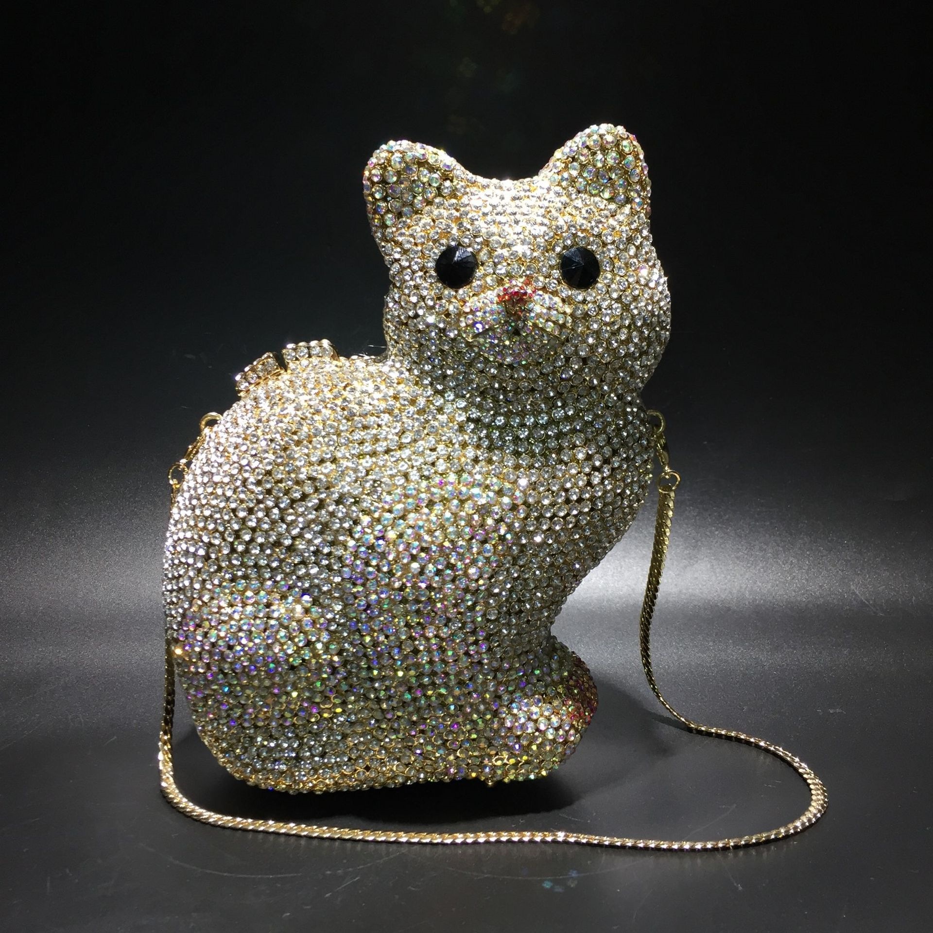 Gato pequeño bolso de diamante de cristal de metal de aire bolso de cena de diamantes hechos a mano bolso de mano de AliExpress