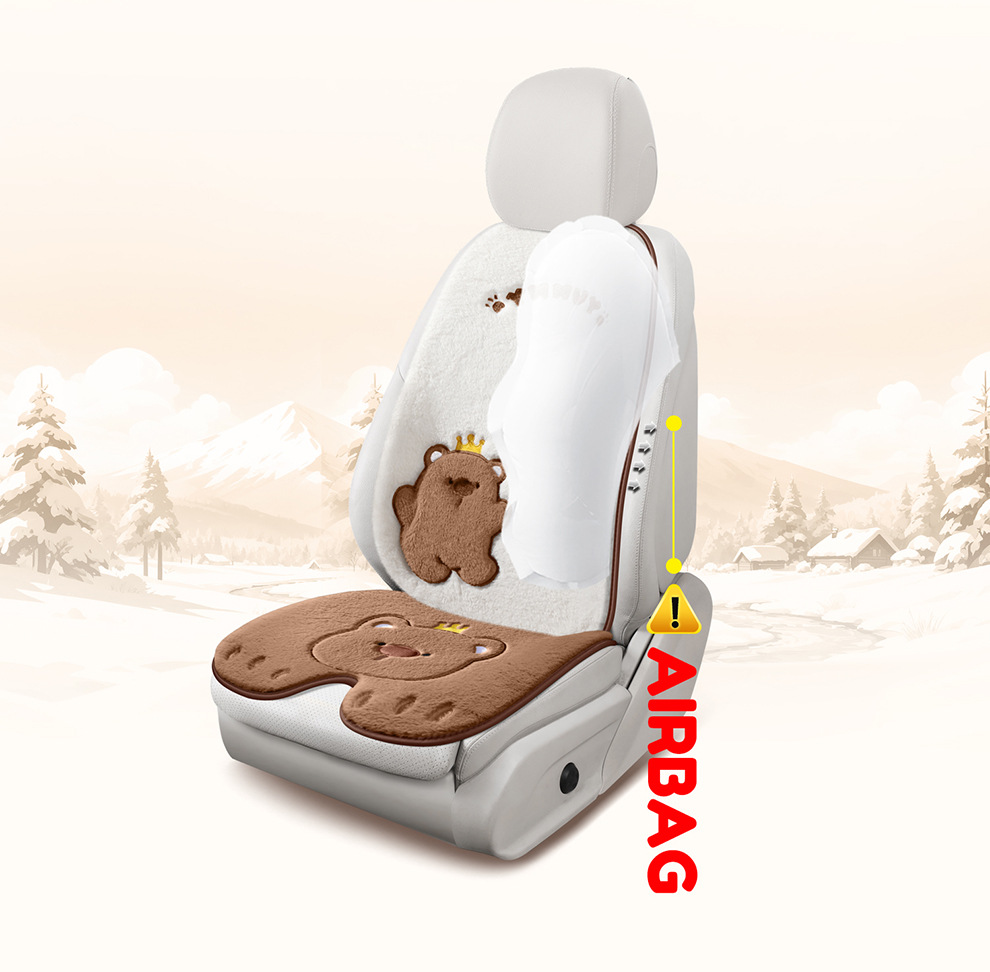 Car Seat Cushion Winter Universal Cartoon Seat Pad Half-Cover Cushion Simple Car Mat Rear Seat Cute Plush Cushion