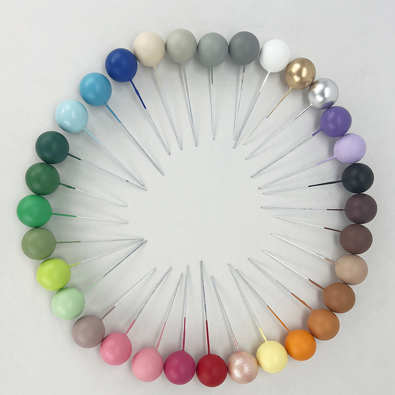 Golden Ball Silver Cake Decorative Ornaments Macaron Color Ball Birthday Cake Baking Decorative Plug-in