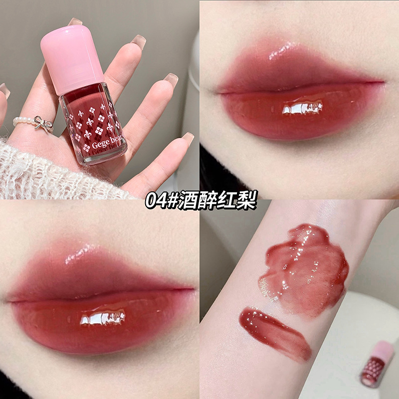Gege bear net permeable esmalte labial de miel de agua brillante espejo de labio húmedo hidratante para estudiantes pseudo esmalte labial simple