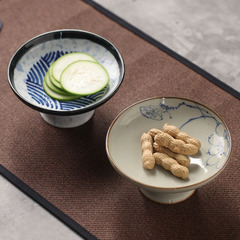 陶瓷餐具高腳碟水果盤復古陶瓷供盤乾果點心盤中式創意家用茶點盤