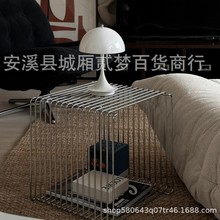 外贸丹麦设计师网红边几迷你置物架线条小桌子茶几落地杂志架