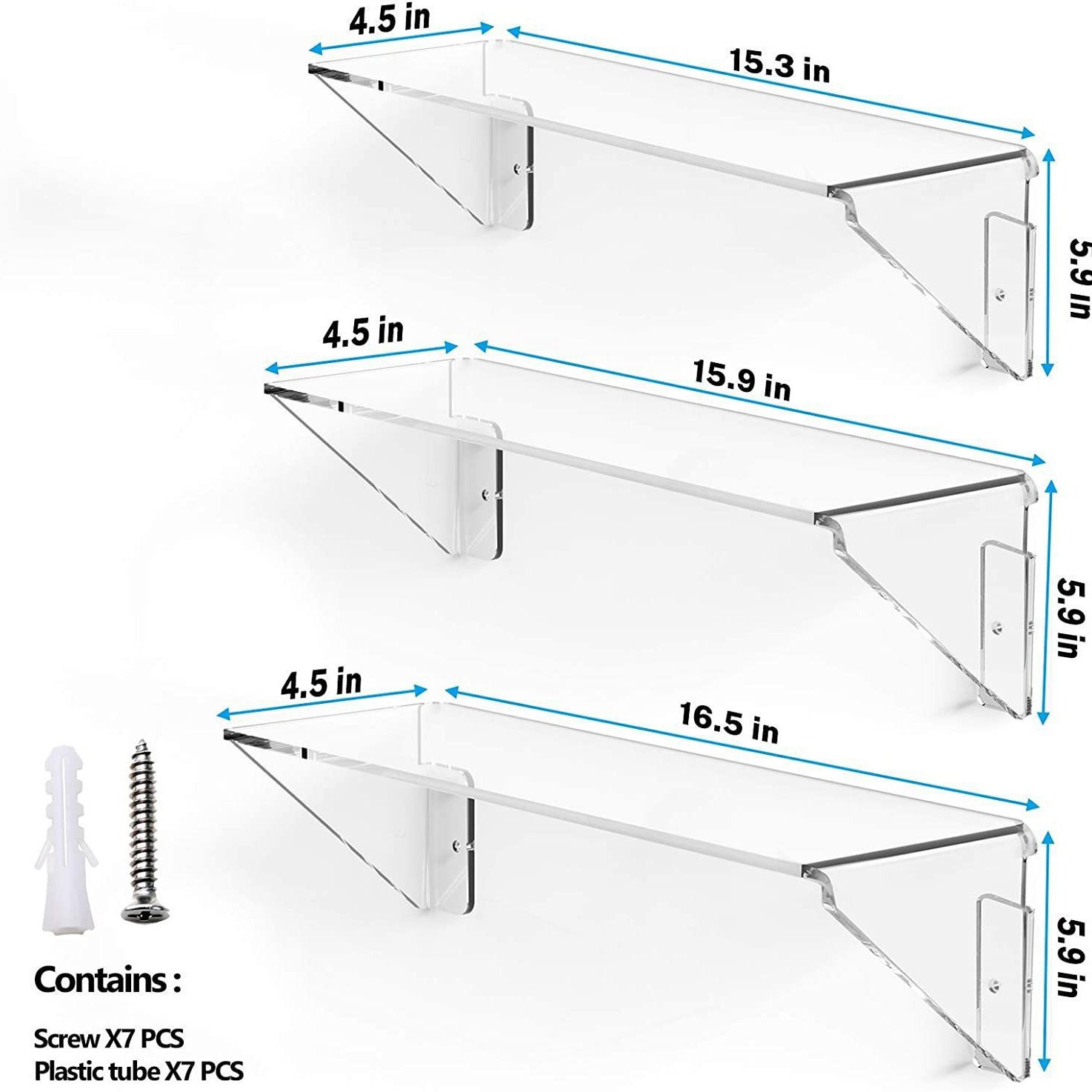 亚克力书架免打孔墙壁置物架家用办公室挂架壁挂式浮动隔板展示架