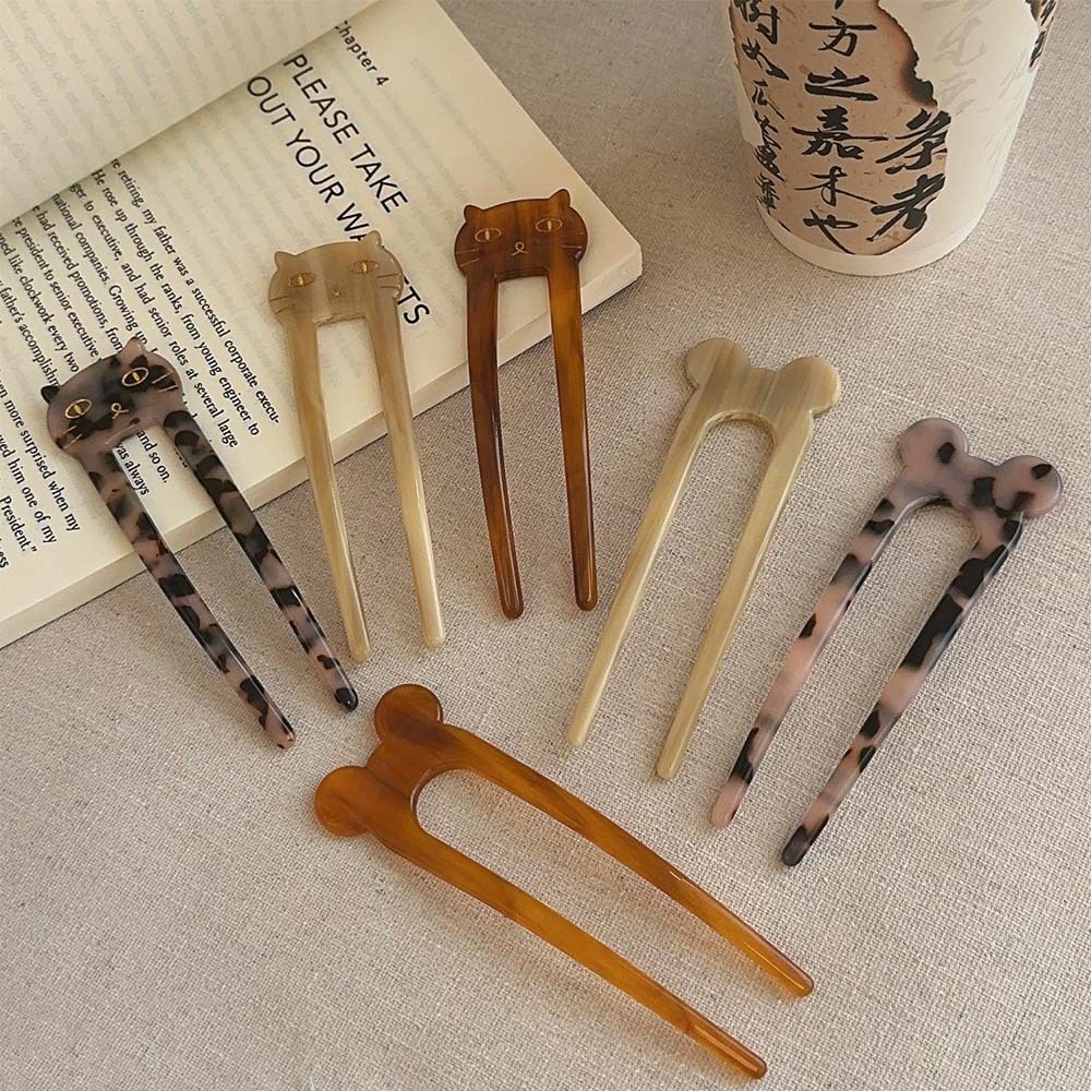 Acetato coreano pinzas de cabello, dispositivo de cabello mágico, pinzas de cabello en forma de U, pinzas de cabello para niños, pinzas de cabello para gatitos, adornos de cabello para perezosos