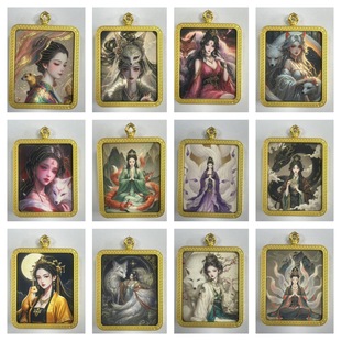 Hand-Painted Gold Thangka Fox Fairy Nine-Tailed Taoist Past Life and Present Life Zakiram's Birth Thangka Buddha Amulet Gawa Box