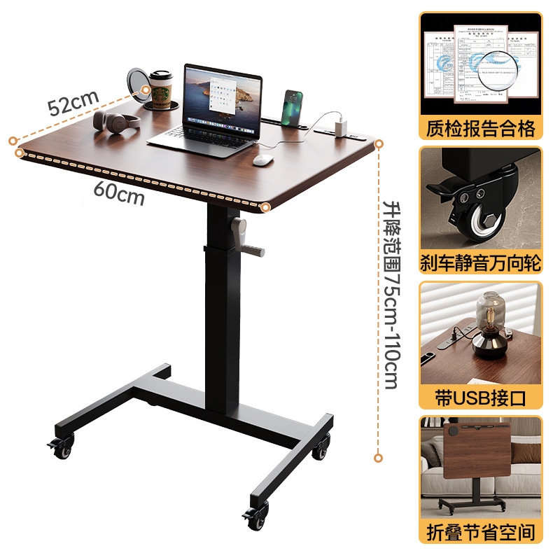 Mesa de cama elevable móvil escritorio de computadora escritorio de estudio doméstico escritorio plegable pequeño escritorio de trabajo de pie