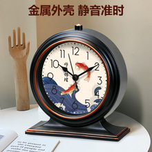 中式复古石英摆钟客厅台式座钟闹钟家用桌面坐钟钟表摆放台钟时钟