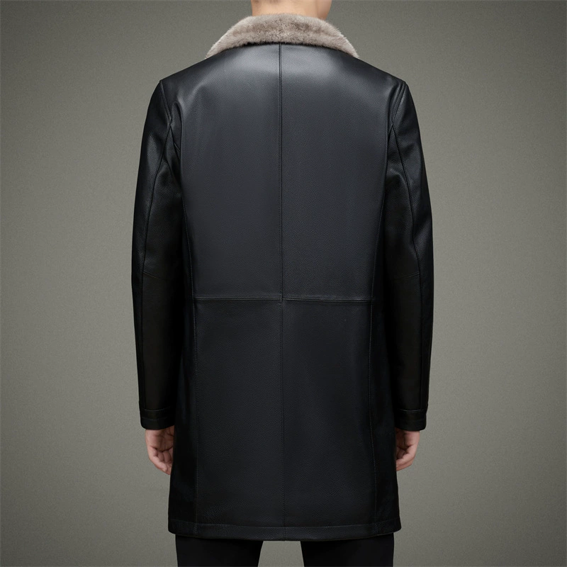 奇阿玛尼亚 Leather long liner for boys, jacket, cowhide, mid-length