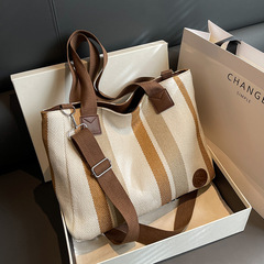 大容量托特包包女2024新款帆布手提包高級感實用通勤補課袋單肩包