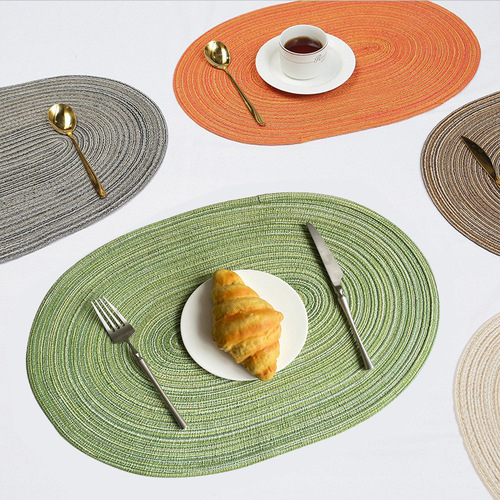 Nordic style cotton yarn placemat, round ramie woven coaster, insulating plate mat, decorative prop mat, household anti-scalding mat