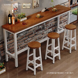 Bar Table Balcony Narrow Table Home High Table Wall Partition Milk Tea Shop Bar Simple Long Table and Chair Combination