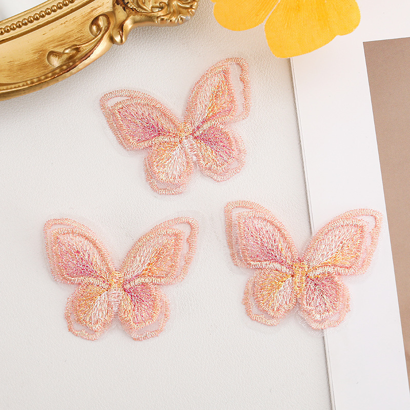 オーガンザ二層レース蝶 diy 手作り素材刺繍花ドレススカートパッチステッカー装飾|undefined