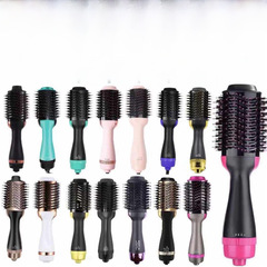 跨境不傷發熱風梳多功能直發梳三合一自動吹風直發器負離子吹風梳