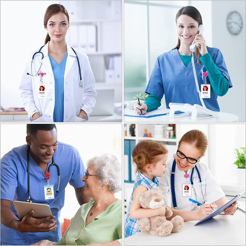 Amazon best-selling cross-border medical pattern acrylic badge clip with retractable pull-out fastener